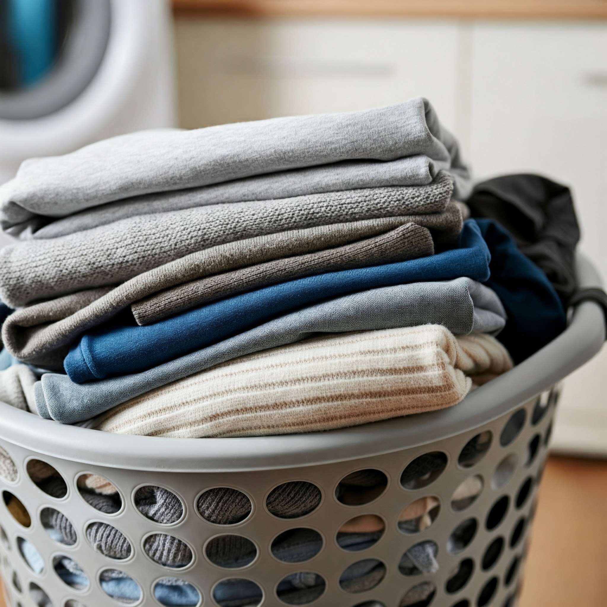 Folded Laundry Grey Basket